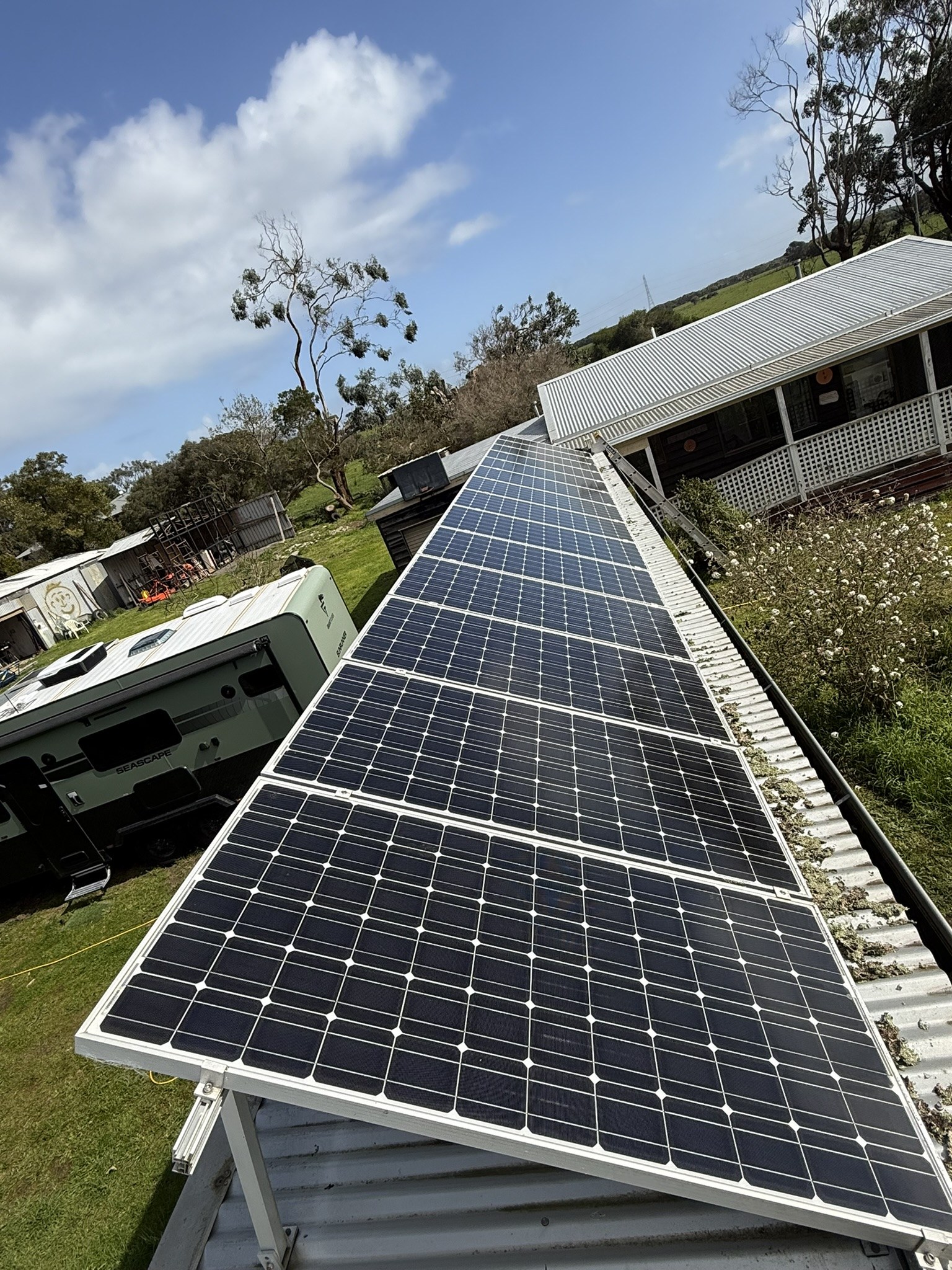 Solar panels after cleaning, clear and streak-free