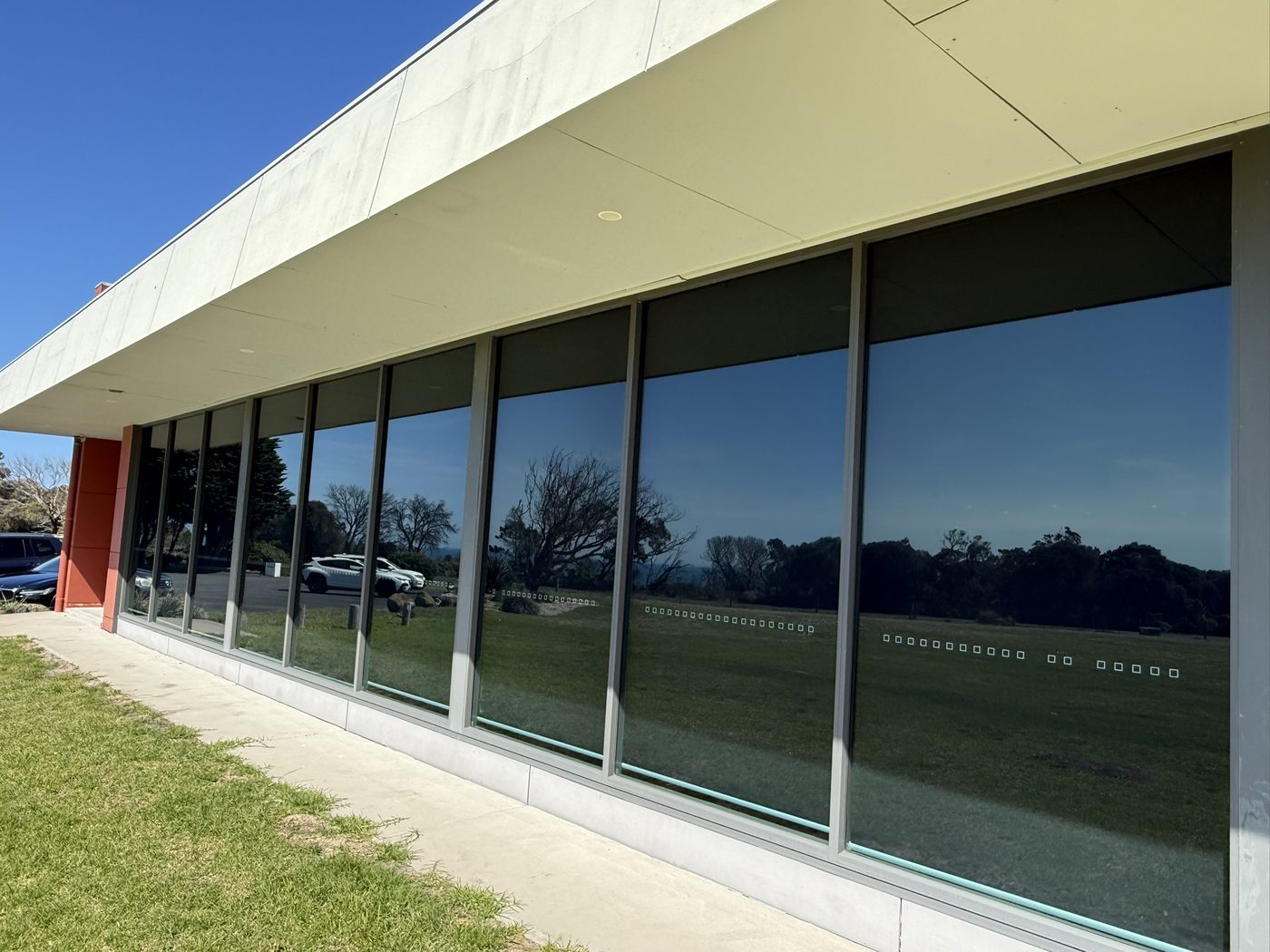 Commercial building glass frontage after cleaning
